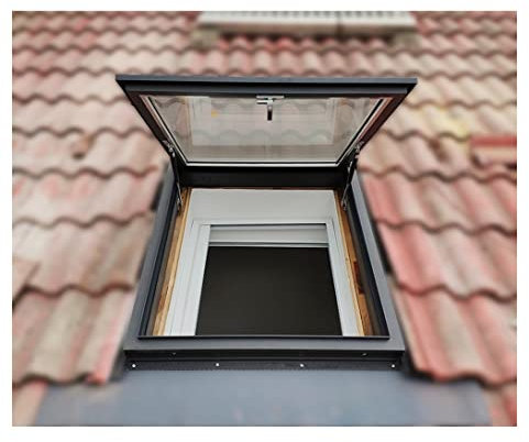 Finestra da tetto e lucernario seminterrato porta per illuminazione diurna multi-angolo finestra in alluminio per visione del tetto personalizzata (900 mm x 1100 mm, versione elettrica)