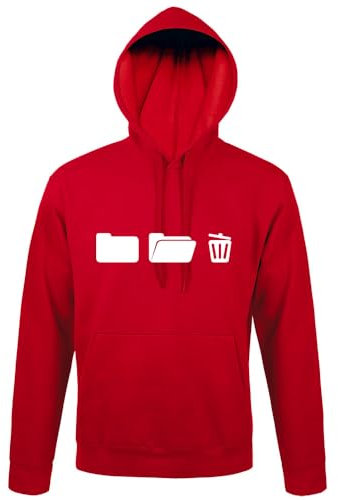 shirt84 Chemise à capuche avec corbeille à papier sur ordinateur pour homme, rouge, XXXXL