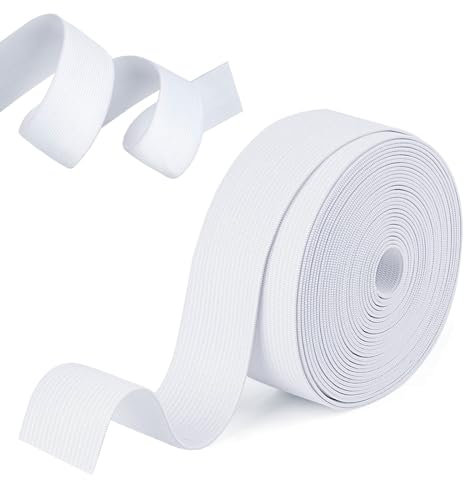 Gummiband, Gummilitze Elastisches, Gummibänder Nähen 10mm 20mm 30mm 40mm für Hosengummi DIY Handwerk Stoffe zum Nähen, Nicht Leicht Verformbar (Weiß 10M - Breite 20MM)
