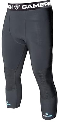 Gamepatch Medias 3/4 resistentes a la abrasión con acolchado insertable en la rodilla, baloncesto, fútbol, rodilla y protección de articulaciones, Negro, M