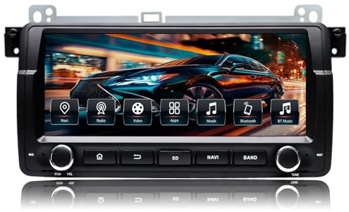 CAWELL Android 14.0 Autoradio für BMW E46 M3 Rover 75 MG ZT mit 8.8 IPS Bildschirm Mediareceiver 1 Din Radio Eingebautes Carplay Android Auto Navi Mit Bluetooth 4G (Android 13,4GB+64GB)