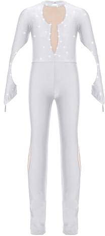 Aislor Combinaison Danse Ballet Enfants Justaucorps Gymnastique Acrobatie Strass Body Pour Filles Tenue Patinage Artistique Performance Blanc 13-14 ans