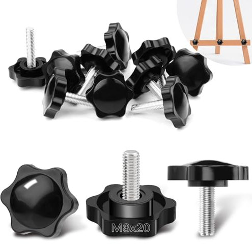 Ziamzra 20 tornillos moleteados M8 x 20 mm, tornillos de mariposa, tornillo de estrella con mango de estrella, DIN912, tornillo de estrella M8, tornillos para máquina herramienta, máquina de apriete,