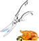 Geflügelschere scharfe Küchenschere,Geflügelschere Edelstahl mit Ergonomischen Griff,Fleischschere, zum Zerteilen von Ente, Huhn, Gans, Pute oder Truthahn(Silber)