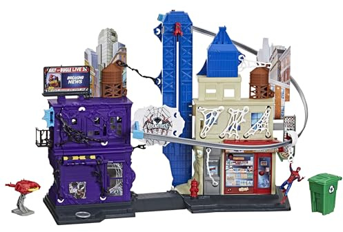 Hasbro Marvel Spider-Man, VenomVersus Epic World of Action, Playset Oscillando in Città, con Action Figure di Spider-Man, 15 Accessori e 30 Funzioni, per Bambini e Bambine di 4+ Anni