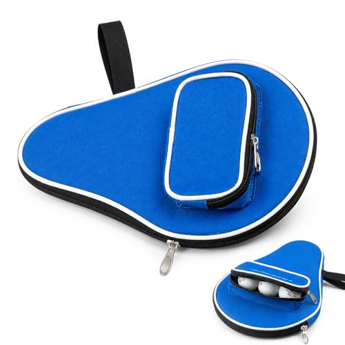 Table Tennis Bat Bag,Waterproof Ping Pong Paddle Bat Pouch,Table Tennis Racket Cover for One Racket Extra Ball Compartment for 3 Balls