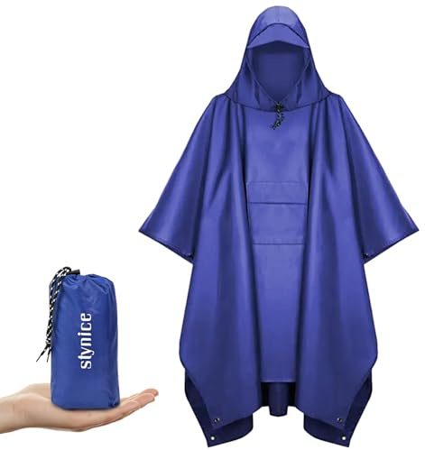 Stynice Leicht Wasserdicht Regenponcho Herren & Damen - Mehrzweck Regenjacke Outdoor mit Kapuze Faltbare Tasche für Camping Wandern Hikking - Atmungsaktive 3in1 Regencape