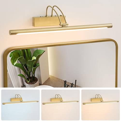 Actask LED Spiegelleuchte Bad 60cm Wasserdicht IP44 Innen Wandleuchte mit Schalter 10W 270° Einstellbar 3 Farbtemperaturen 3000K 4000K 6000K 600LM Bilderlampe Für Wohnzimmer Badzimmer - Bronze
