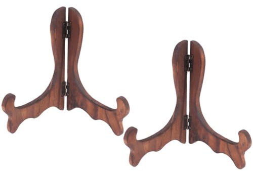 SHINEOFI Cavalletti da Esposizione in Legno caffè 2 Pezzi Supporto per Piatti E Foto Stand da Tavolo 6.30X4.33X0.39In per Casa Ufficio Decorazione