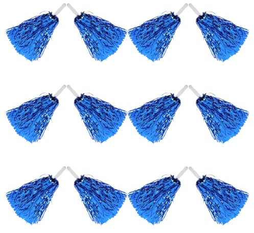 PLAFOPE Pompones de Animadora 20 Piezas Pequeños 20 G Mango Azul, Accesorios Portátiles para Animadoras, Pompones Deportivos de Mano para Fiestas y Eventos de Porristas