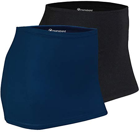 Mamaband Lot de 2 chauffe-reins pour garder les reins et les hanches au chaud et pour la grossesse – Chauffe-hanches élastique en trois tailles, Bleu foncé/noir., XL/3XL