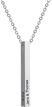 Bo&Pao Dreidimensionale Barrenkette 925 Sterling Silber mit Gravur, Silber/Gold/Rosegold Kette mit Gravur