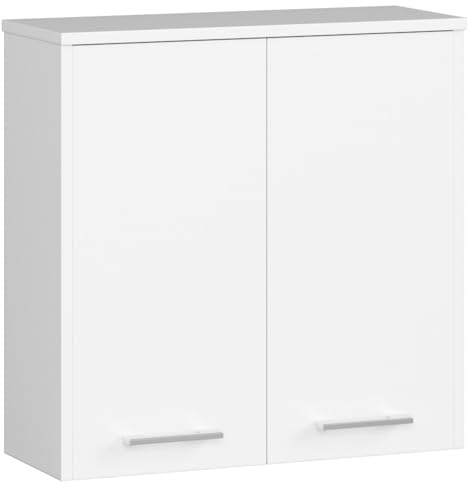 AKORD | Armadietto Bagno da Parete FIN W60 | 2 Ripiani e 2 Ante | 60 x 60 x 22,5 cm | Peso 18 kg | Mobiletto Sospeso | Pensile Mobile | Salvaspazio | Mobiletti a Muro | Bianco