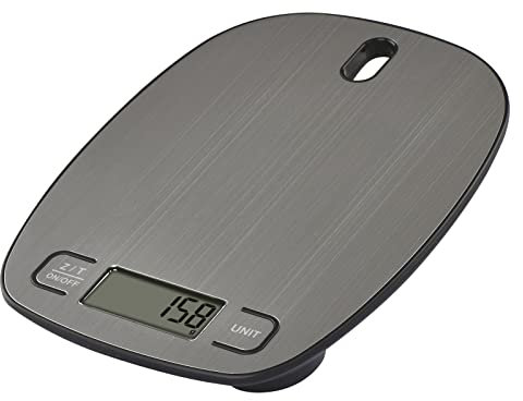 EMOS EV027 digitale Küchenwaage mit Wandhalterung, elektronische Edelstahl-Haushaltswaage bis zu 10 kg, Präzision 1 Gramm, wiegt in g, kg, ml, oz, lb, tl, inkl. Batterien