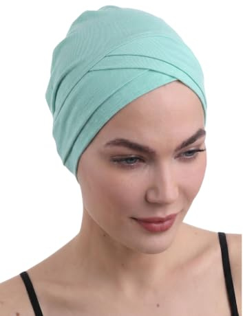 Deresina Gorro de Quimioterapia W-Front de Bambú para Mujer – Turbante Suave y Transpirable para Alopecia y Caída del Cabello (Menta - Talla única)