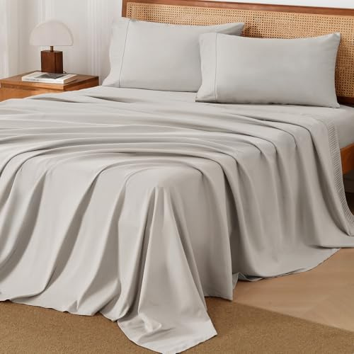 Andency Queen Tannish Grey Sheets Set, 4 Pieces, Super Soft Microfiber Queen Size Bed Linen, Deep Pocket Up to 16