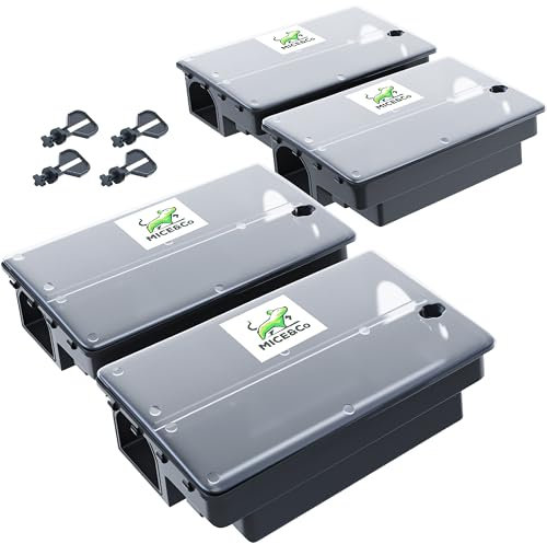 Mice&Co 4X Boîte d’Appât Professionnelle – Piège à Rats et Souris Efficace & Inviolable – Station d’Appât Sécurisée pour Enfants & Animaux – Poste d’Appâtage Efficace