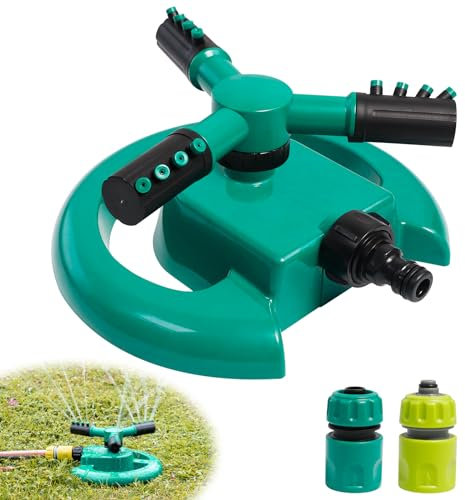 Gartensprenger, Garten Sprinkler 3-Arm 360°Rotierendes Gartenbewässerung Rasensprenger Sprenger Garten Verstellbarer Sprinklerkopf Wasser Sprenger für Rasen, Pflanzen, Garten,Blumen, Gemüse