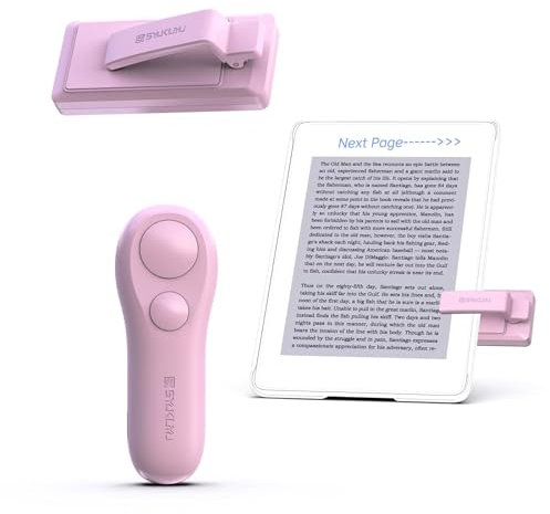 SK SYUKUYU RF Fernbedienung Seitenwenden zum Lesen auf Tolino,Kobo,Page Turner Umblättern for iPad/iPhone/Android Tablets, Ferngesteuerter for Kamera Videoaufzeichnung(Rosa)