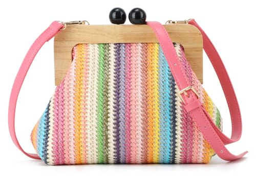 Syrads Sacs à main pour femmes Sac de paille de plage Sacs à bandoulière pour femmes Sac à main à bandoulière pour mariage Sac à bandoulière,Multicolore