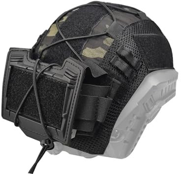 Tactical Fast Helmet Cover Set and Tactical Helmet Battery Pouch Counterweight Pouch Fit Size M/L Fast PJ BJ MH Helmet (BKCP/Black)