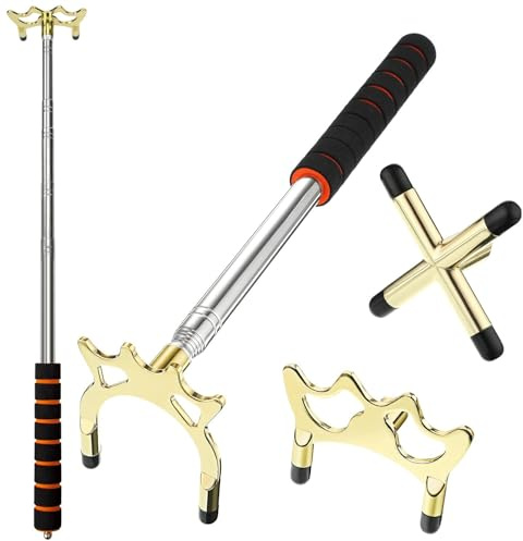 Sinsilvie Pont de queue de billard avec 3 têtes de pont en laiton, 33 à 152,4 cm, rouge ou gris. Accessoires de pont de queue de billard (poignée noire rouge)