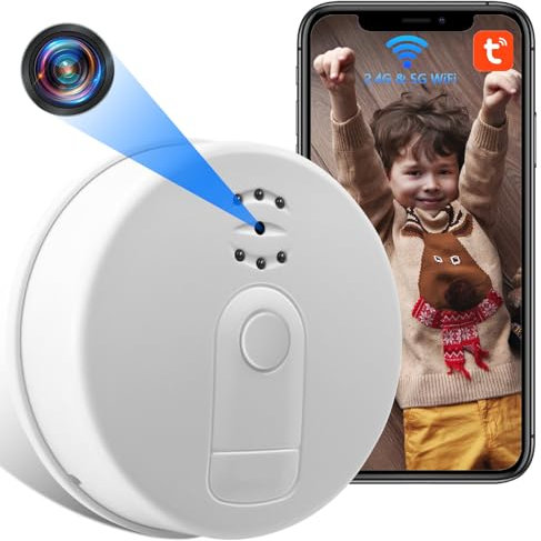 LXMIMI Caméra Cachée Wifi Détecteur de Fumée Caméra Wifi Espion HD 1080P Mini Caméra Espion, 2.4 & 5Ghz Caméra Cachée Espion Wifi avec Vision Nocturne et Détection de Mouvement pour APP Vue à Distance