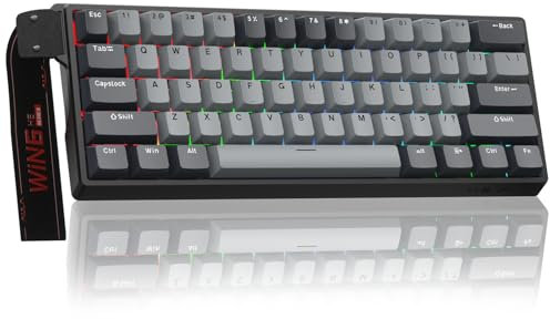 AULA WIN60 HE PRO Mechanical Gaming Keyboard Wired,Hall Effect Magnetic Switches Hot Swappable,Adjustable Actuation Rapid Trigger,8K Polling Rate,RGB Backlight,60% Percent Keyboard for Mac/Win (GRAY)
