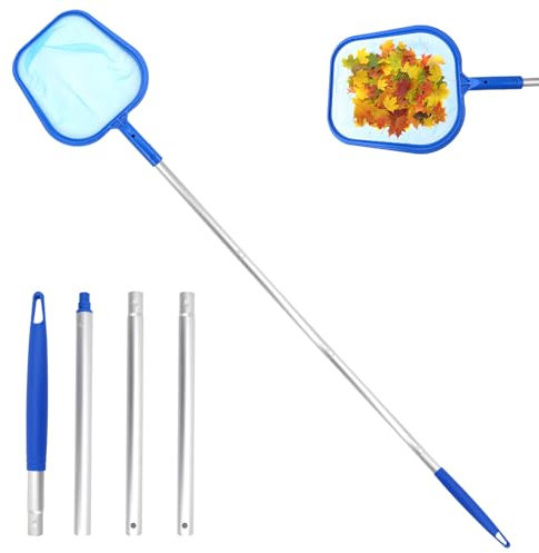 Kescher Teich, Kescher Pool mit Teleskopstange, 161cm Lang Poolkescher Feinmaschig, Teichkescher Feinmaschig, Kescher Fein, Bodenkescher, Laubkescher Pool