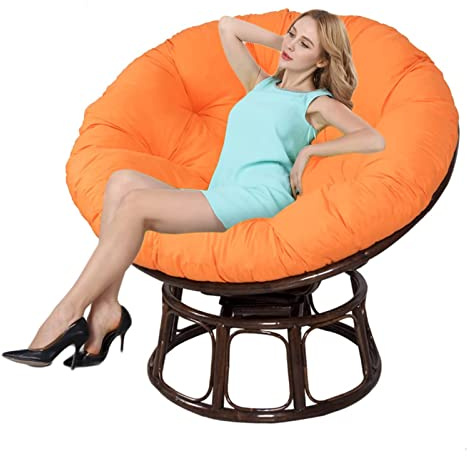 Cojín redondo resistente al agua para silla, suave almohada de asiento para uso en interiores y exteriores, 43 x 43 pulgadas, color naranja, perfecto para jardín y relajación (sillas no incluidas)