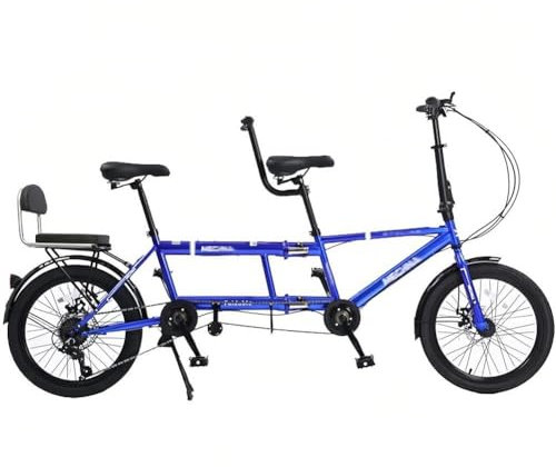 SAYEYBU 20 Folding City Tandem Bicycle Bike, Folding Tandem Bike, Family Tandem Bikes, 7 Speed Adjustable Tandem Bikes, Cruiser Bikes for Travel and Couple Rides,blue