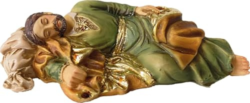 FADEDA San José durmiendo/Altura: 3 cm/pintado a mano/Figuras de portal de Belén detalladas - Decoración de mesa de Navidad Accesorios para portal de Belén