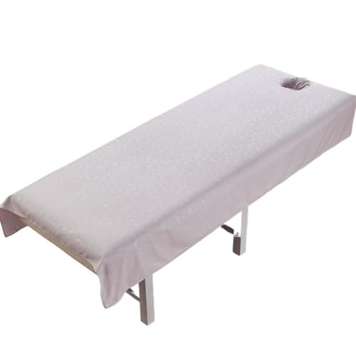 Skönhetslakan för salonger specialiserad användning spa massage överkast, anti rynkor med/inga hål (räfflande grå, 75 x 190 med hål)