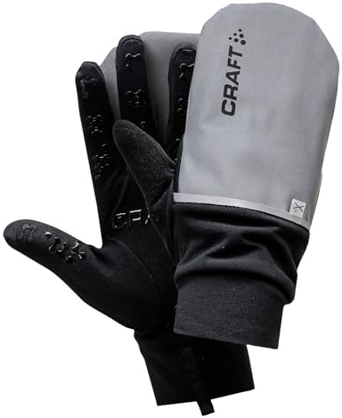Craft Hybrid Weather - Guanti da corsa caldi, unisex, per adulti, argento/nero, taglia: XL (taglia produttore: 11 XL)