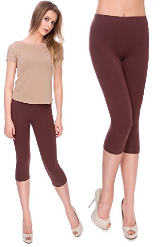 MITAAMI Beskurna leggings för kvinnor 3/4 långa byxor plus storlek 8-28 UK, Brun, 44 SE