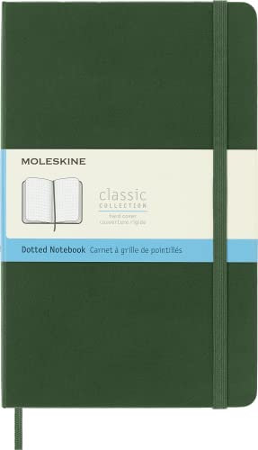 Moleskine Classic Dotted Paper Notebook, Hard Cover and Elastic Closure Journal, Color Myrtle Green, Size Large 13 x 21 cm, 240 Pages