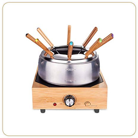 LITTLE BALANCE 8320 2019 Elektrischer Fondue, Edelstahl und Bambus