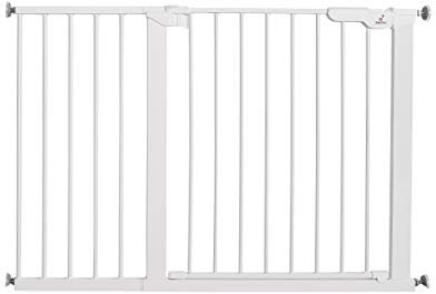 BabyDan Premier, Extra breit Ohne bohren Treppenschutzgitter, 119,3-125,6 cm, Babygitter/Sicherheitsgitter, Metall, Weiß, Hergestellt in Dänemark - (Haustiergitter/Hundegitter)