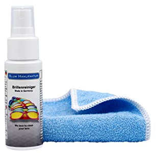 Blum Manufaktur - 50ml Brillenreiniger + Mikrofasertuch 30 x 30 cm - Brillenspray Brillenreinigung - Qualitativ hochwertiges Reinigungsspray für eine schnelle und gründliche Reinigung.