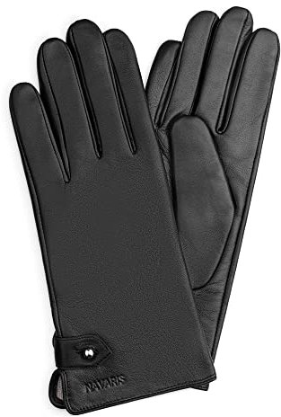 Navaris Touchscreen Nappa Lederhandschuhe für Damen - Leder Handschuhe aus Lammleder mit Kaschmir Mix Futter - Damenhandschuhe mit Touch Funktion