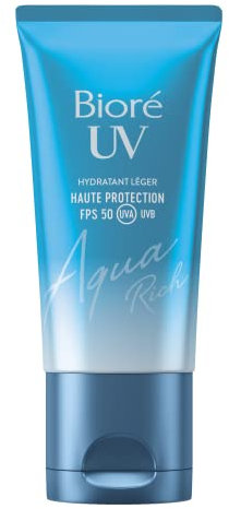 Biore Aqua Rich UV FPS50 - Haute Protection UV au Quotidien & Hydratation - Crème solaire visage - Acide hyaluronique - Texture non grasse et invisible - Tous types de peaux et carnations