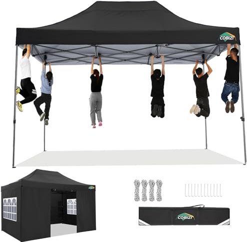 COBIZI Tonnelle de Jardin Tente 3x4.5 étanche Stable,Pavillon de Jardin Protection UV avec 4 Parties latérales Festival Tente de réception Protection Solaire Pavillon pour Mariage, Jardin, Noir