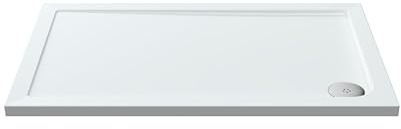 Balterley 1200 x 760 mm Rectangular Shower Tray, Slimline Shower Trays, Durable Stone Resin Base Trays for Bathroom Enclosure Cubicle, Central Waste Rectangular Tray for Wetroom Showers (White)