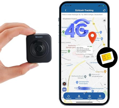 4G Mini GPS Tracker mit SIM Karte GPS-Tracker mit SOS Alarm & Abnehmbar 3-IN-1 Rückseitencover Auto Echtzeit Tracking Gerät für Kid,Fahrrad,Fahrzeuge,Motorrad,Tasche