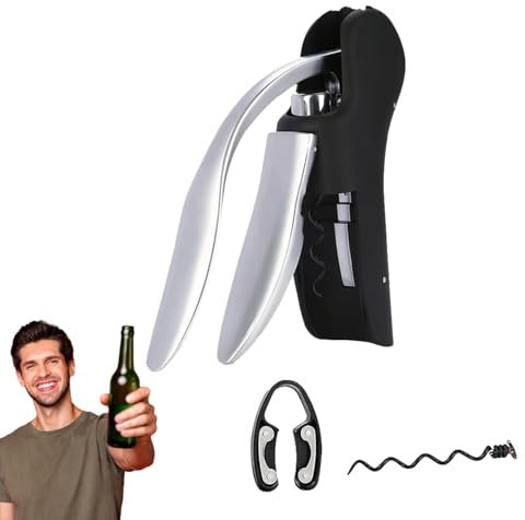 Abridor de vino con palanca, sacacorchos de palanca vertical eficiente, sacacorchos y abridores, incluye tornillos antiadherentes adicionales