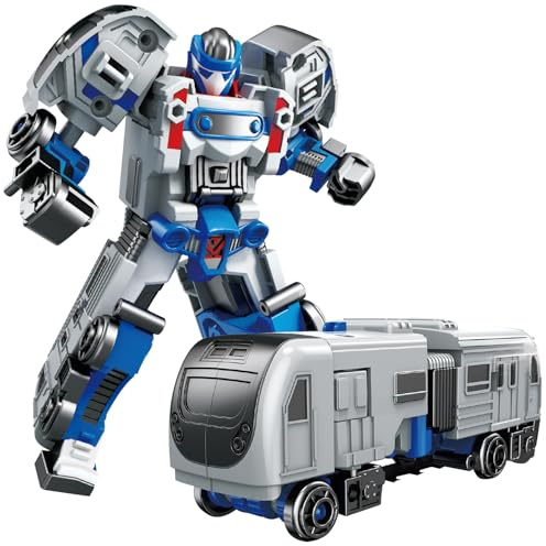 Tcvents Transforming Robot Toy Car for Boys 3-7 Years Old Kids Transforming Toy Cars, Action Figure Friction Booster Car Toys Robot, Birthday Gift for Boys Girls, Blue