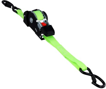 MUNGHOK 3 m spännband automatisk 25 mm bred, automatiskt spännband med spärrklinke och krok, 340 kg automatisk spännbandsupprullare, infällbara spännband för motorcykel, kajak, cykelställ, grön