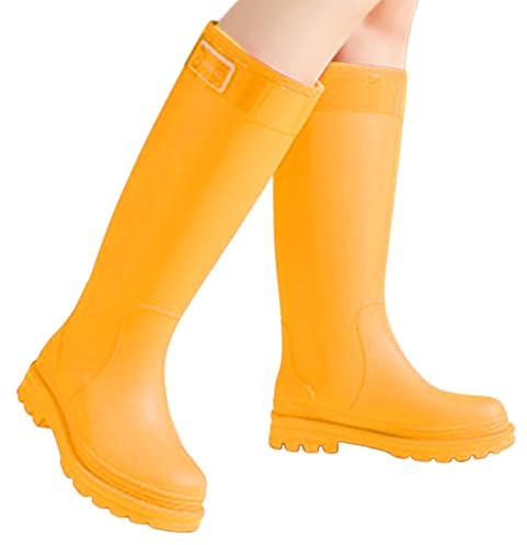 Botas de lluvia para mujer, para exteriores, informales, cómodas, de goma, con tacón bajo, para senderismo, camping, uso diario