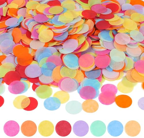 Shirenkonfetti, färgglad konfetti 50 g, rund papperskonfetti, biologiskt nedbrytbar konfetti, 2,5 cm flerfärgad vävnadskonfettiss för bröllop, födelsedag, jul och fest bordsdekoration, flerfärgad