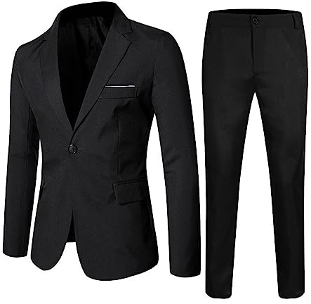 Generico Abito Completo da Ragazzo Slim Fit 2 Pezzi Abiti da Cerimonia Bambino Abbigliamento Gentleman Cerimonia Matrimonio Festa Costume 10-18 Anni (Black, 12-13 Years)